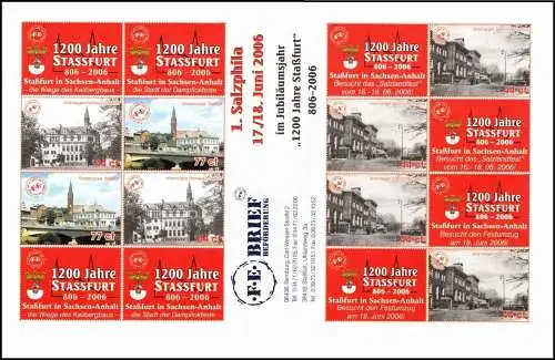 FE Briefbeförderung: MiNr. 9 - 16 KB 3, "1. Salzphila", Kleinbogen, postfrisch