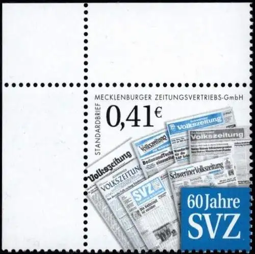 SVZ: MiNr. 5, "60 Jahre SVZ", Satz, ER, postfrisch