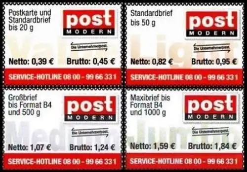 PostModern: MiNr. 10 - 13, 01.10.2003, "Dauerserie", Satz, postfrisch