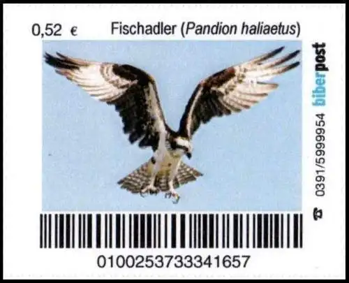 Biberpost: "Vögel: Fischadler", Satz, postfrisch