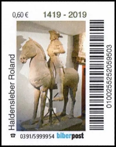 Biberpost: "Haldensleben: Roland, 1419 - 2019", Satz, Typ VI, pfr.