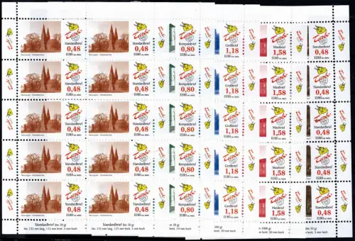 Turbopost.: MiNr. 1 A - 5 A, "Baudenkmale aus der Region", Schalterbogen, pfr.