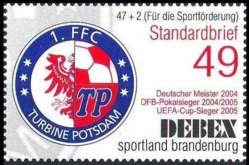 DEBEX: MiNr. 16, "1. FFC Turbine Potsdam", Satz, postfrisch
