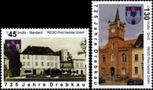 RPV: MiNr. 6 - 7, "725 Jahre Stadt Drebkau", Satz, postfrisch