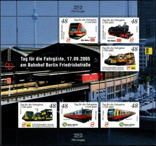 PIN AG: MiNr. 101 - 106, "Tag der Fahrgäste", Block, postfrisch