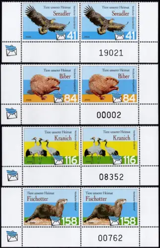 Nordkurier: MiNr. 10 - 13, "Tiere der Region", Satz, Bogennummer, poostfrisch