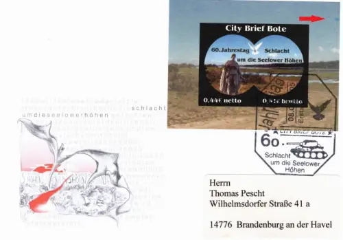 City Brief Bote: MiNr. 5 Block 1 F I, "Schlacht um Seelower Höhe", offiz. FDC