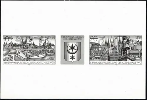 MiNr. 3338 - 3339 S, Schwarzdruck "Briefmarkenausstellung der Jugend"