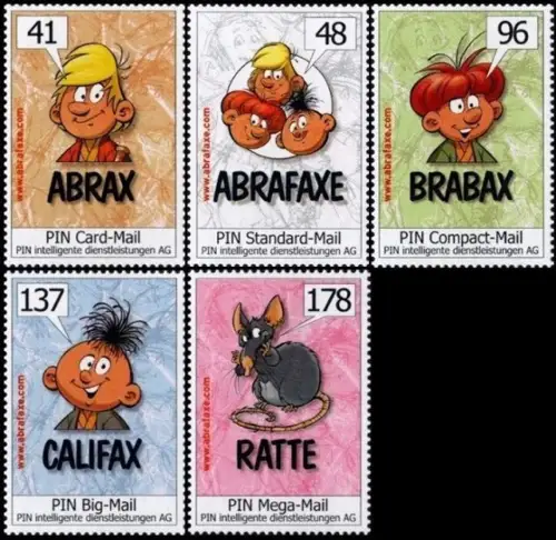 PIN AG: MiNr. 41 - 45, "ABRAFAXE:", pfr.