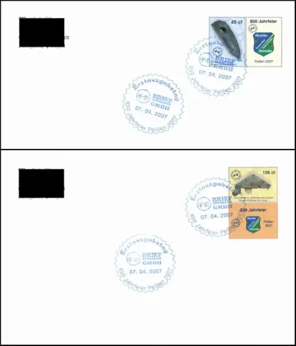 FE Briefbeförderung: "850 Jahrfeier Peißen", 2 Ganzsachen, ESSt.