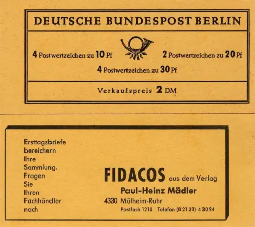 Berlin (West): MH MiNr. 5 a, "Brandenburger Tor", postfrisch