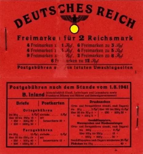 DR: MH MiNr. 48.1, "Adolf Hitler", Markenheftchen, postfrisch