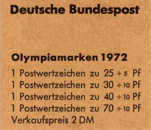 BRD: MH MiNr. 17, "Olympiamarken", postfrisch