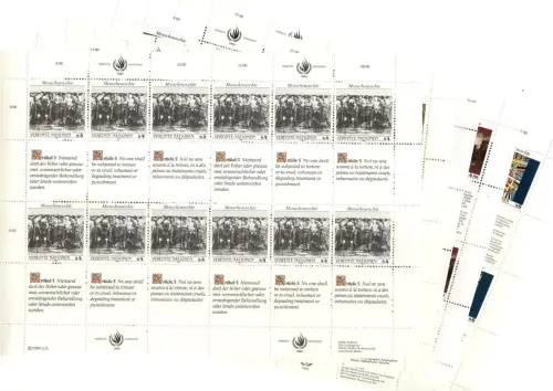 UNO: 1989 - 1992, "Allgemeine Erklärung der Menschenrechte", Kleinbögen, pfr.