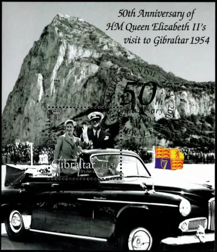 GB, Gibraltar: MiNr. 1082 Bl. 59, "1. Besuch von Königin Elisabeth II.", pfr.