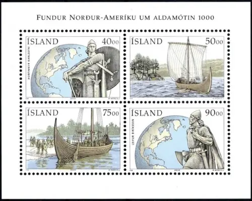 Island: MiNr. 945 - 948 Bl. 26, "Leif Eriksson", Block, postfrisch