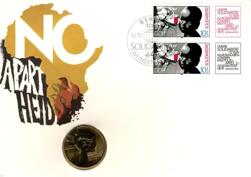 DDR: MiNr. 3202, "Internationale Solidarität", Numisbrief, ESSt.