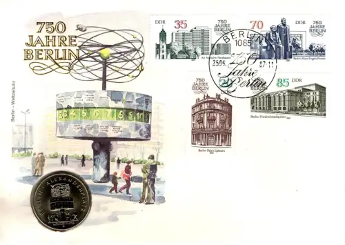 DDR: MiNr. 3071 - 3074, "750 Jahre Berlin (II)", Numisbrief, SSt.