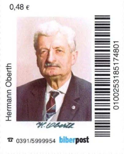 Biberpost: "120. Geburtstag von Hermann Oberth", Satz, postfrisch