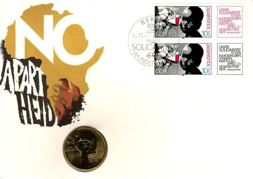 DDR: MiNr. 3202, "Internationale Solidarität", Numisbrief, ESSt.