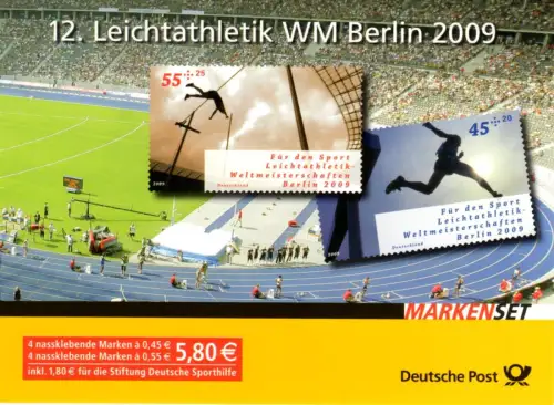 BRD: MH MiNr. 80 (MiNr. 2727, 2729), "Sporthilfe: Leichtathletik-WM, pfr.