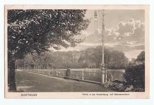Dortmund Kronenburg Schwanenteich, gel.1916 Feldpost 
