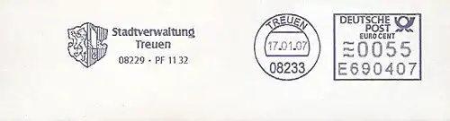 Freistempel E690407 Treuen - Stadtverwaltung (Abb. Wappen)  (#83)