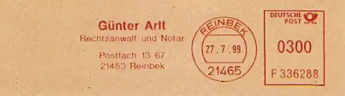 Freistempel F336288 Reinbek - RA Günter Arlt (#318)