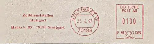 Freistempel F70 1595 Stuttgart - Zolldienststellen (#121)