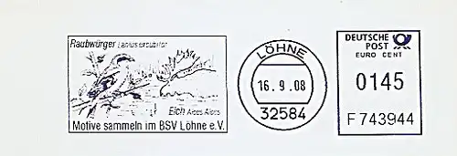 Freistempel F743944 Löhne - Motive sammeln im BSV Löhne (Abb. Raubwürger / Elch) (#385)