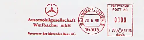 Freistempel F76 9138 Schwedt - Mercedes Weilbacher (Abb. Mercedesstern) (#264)