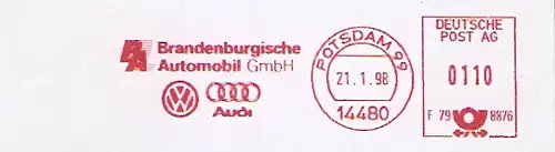 Freistempel F79 8876 Potsdam - Brandenburgische Automobil GmbH VW Audi (#389)