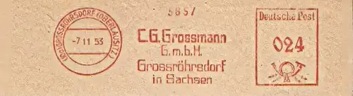 Freistempel Grossröhrsdorf (Oberlausitz) - Grossmann GmbH 1953 (#200)