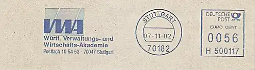 Freistempel H500117 Stuttgart - VWA / Württ. Verwaltungs- und Wirtschafts Akademie(#195)