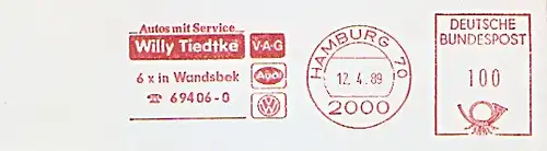 Freistempel Hamburg - Willy Tiedtke V-A-G (#332)