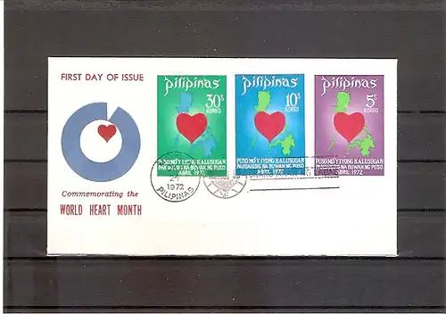 Philippinen 1029 - 1031 FDC Welt-Herzmonat 1972 (fdc17)