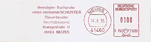 Freistempel F76 5202 Neuss - Hans-Hermann Schuster - Vereidigter Buchprüfer Steuerberater Rechtsbeistand (#426)