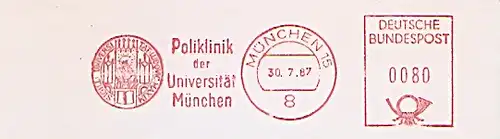 Freistempel München - Poliklinik der Universität München (Abb. Universitäts-Siegel) (#435)