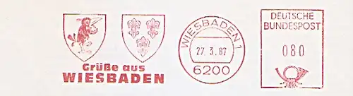 Freistempel Wiesbaden - Grüße aus Wiesbaden (Abb. Wappen) (#442)