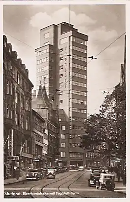 AK Stuttgart - Eberhardstraße mit Tagblatt-Turm von 1939 (167)