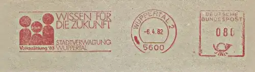 Freistempel Wuppertal - Stadtverwaltung Wuppertal - Wissen für die Zukunft - Volkszählung ´83 (Abb. Stilisierte Personen) (#472)
