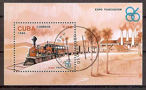 Cuba Block 95 o Lokomotive (Dampflokomotive Kuba 1837) (2019195)