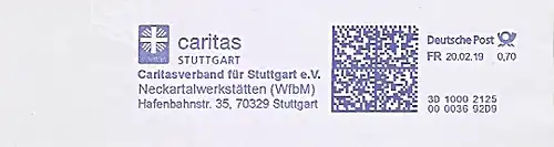 Freistempel 3D10002125 Stuttgart - Caritas Stuttgart - Caritasverband für Stuttgart e.V. - Neckartalwerkstätten WfbM  (#492)