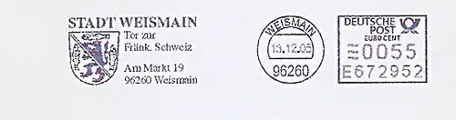 Freistempel E672952 Weismain - Stadt Weismain - Tor zur Fränk. Schweiz (Abb. Wappen) (#494)