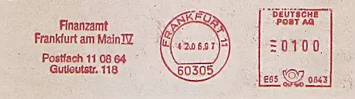 Freistempel E65 0843 Frankfurt - Finanzamt Frankfurt am Main IV (#540)


