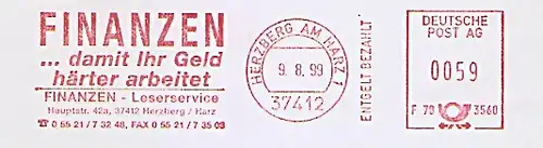 Freistempel F70 3560 Herzberg am Harz - FINANZEN-Leserservice / FINANZEN... damit Ihr Geld härter arbeitet (#551)