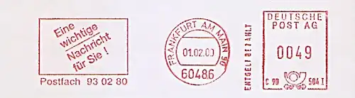 Freistempel C90 504I Frankfurt am Main - Postfach 93 02 80 - Eine wichtige Nachricht für Sie ! (#584)