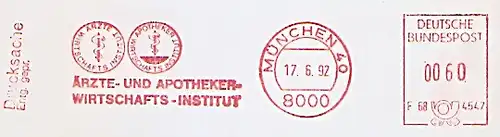 Freistempel F68 4547 München - Ärzte- und Apotheker- Wirtschafts-Institut (Abb. Signets mit Äskulapnattern) (#614)