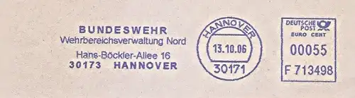 Freistempel F713498 Hannover - BUNDESWEHR - Wehrbereichsverwaltung Nord (#618)