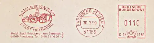 Freistempel C28 773F Friedberg, Hessen - Hotel & Restaurant Stadt Friedberg (Abb. Stadtansicht) (#619)